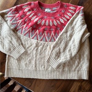 Lucky Brand Cozy Red and Cream Sweater XL